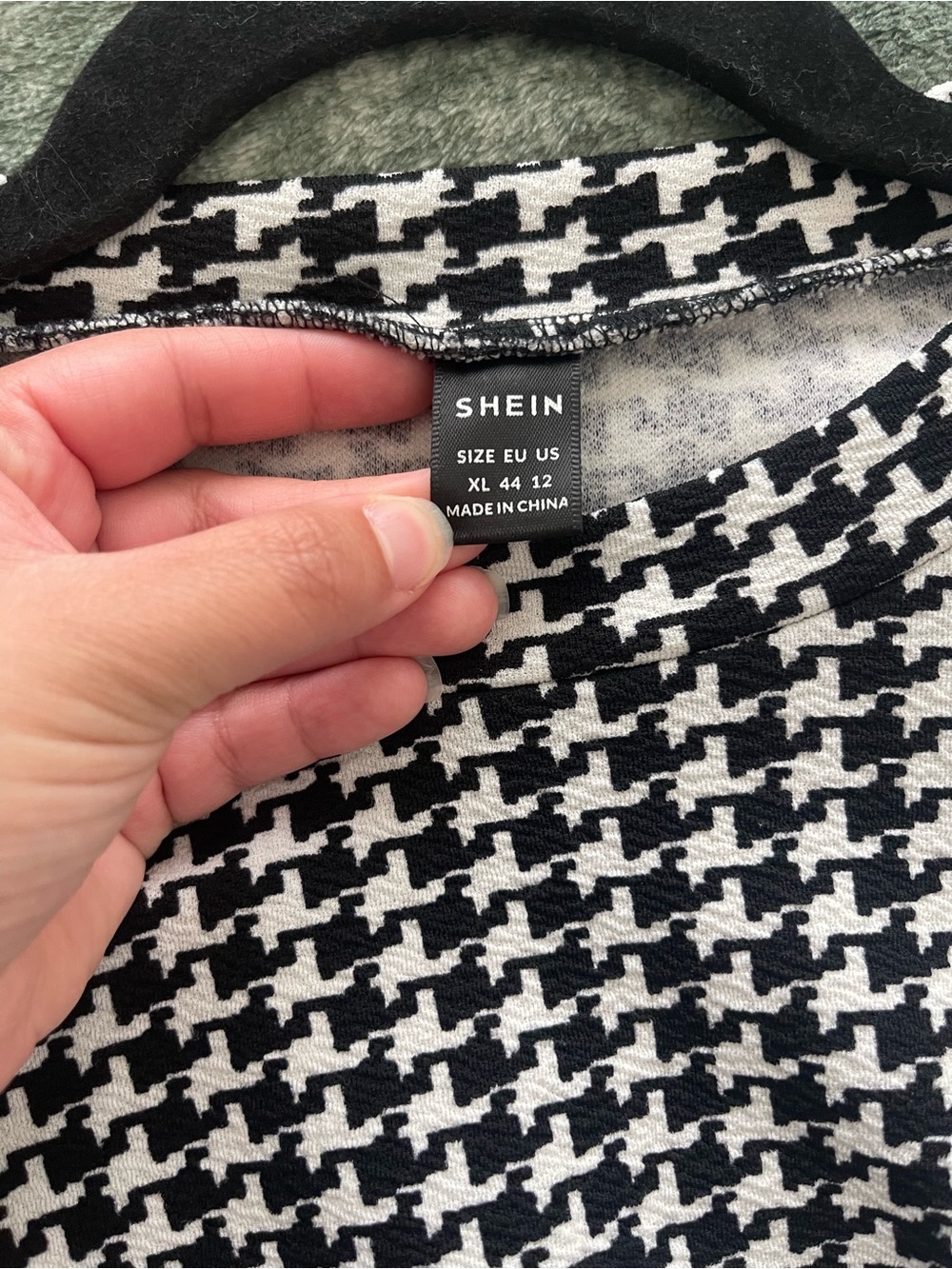 SHEIN Black & White Houndstooth Peplum A-Line Skirted Top - Picture 3 of 4